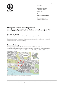 Startpromemoria för detaljplan och stadsbyggnadsprojekt Järla