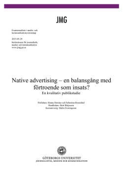 Native advertising – en balansgång med förtroende som insats?