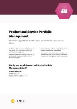 Product and Service Portfolio Management