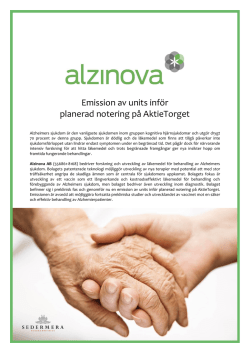Alzinova AB 556861-8168 Prospekt 151001