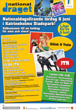 Nationaldagsfirande lördag 6 juni i Katrineholms Stadspark!