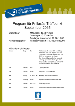 Program för Frillesås Träffpunkt September 2015