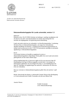 Dokumenthanteringsplan för Lunds universitet, version 1.3