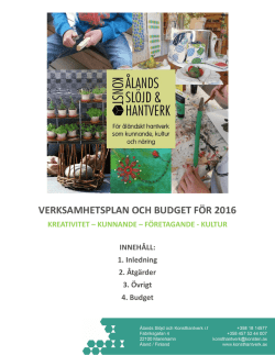 Åtgärdsplan 2016 med total budget