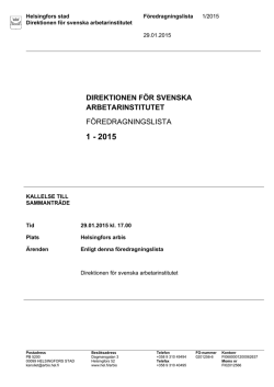 direktionen för svenska arbetarinstitutet föredragningslista