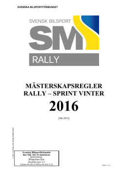 SM Sprint Vinter 2016 - Svenska Bilsportförbundet