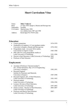 Short Curriculum Vitae - Lule&aring; tekniska universitet