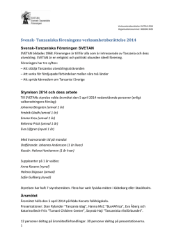 Svensk- Tanzaniska föreningens verksamhetsberättelse 2014