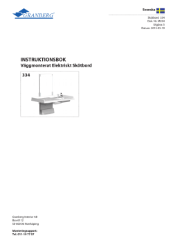INSTRUKTIONSBOK Väggmonterat Elektriskt Skötbord