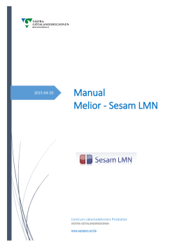 Manual-Melior-Sesam LMN - Västra Götalandsregionen