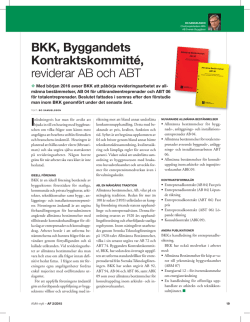 BKK, Byggandets Kontraktskommitté, reviderar AB och ABT