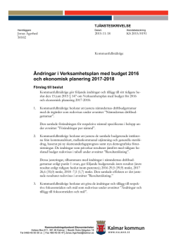 Ändringar i Verksamhetsplan med budget 2016