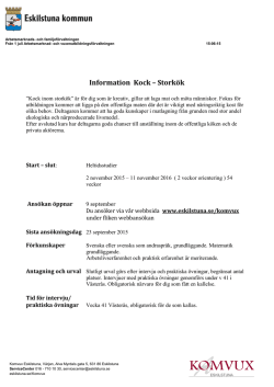 Information Kock – Storkök