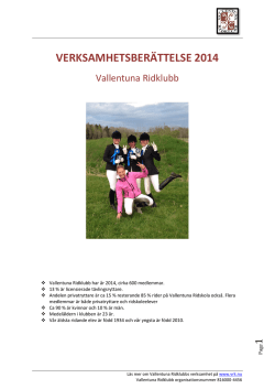 VERKSAMHETSBERÄTTELSE 2014
