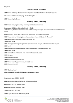 Sunday, June 7, Linköping Monday, June 8, Linköping Tuesday