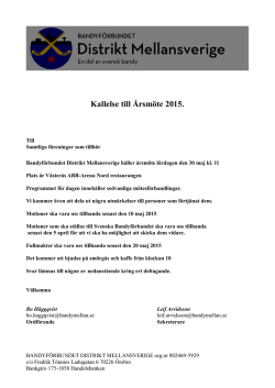 Kallelse till Årsmöte 2015.