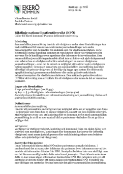 15. Riktlinje Nationell patientöversikt (NPÖ)
