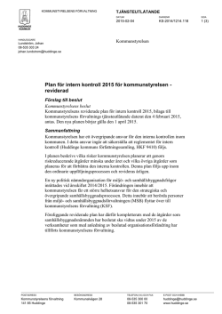 Plan för intern kontroll 2015 för kommunstyrelsen