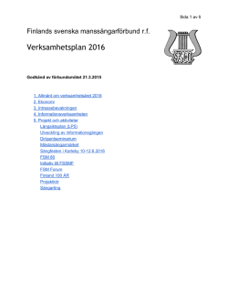 Verksamhetsplan 2016 - Finlands svenska manssångarförbund