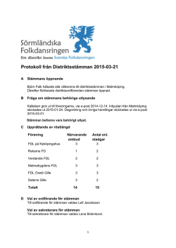 Protokoll från Distriktsstämman 2015-03-21