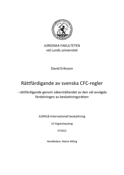 Rättfärdigande av svenska CFC-regler - Juridiska fakulteten