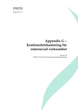 Appendix G – Kontinuitetshantering för outsourcad verksamhet