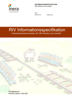 RIV Informationsspecifikation HSA Struktur och innehåll