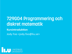 729G04 Programmering och diskret matematik