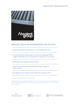 Absolent Group Delarsrapport Q2 2015