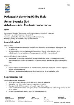 Pedagogisk planering svenska.