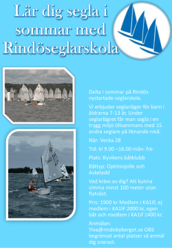 Lär dig segla i sommar! Rindö Seglarskola