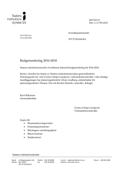 SiS budgetunderlag 2016-2018 - Statens institutionsstyrelse