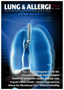 LUNG &ALLERGIFORUM - Svensk Lungmedicinsk Förening
