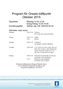 Program för Onsala träffpunkt Oktober 2015