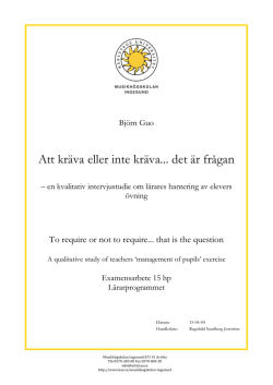 Att kräva eller inte kräva... det är frågan