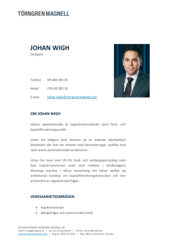 JOHAN WIGH - Advokatfirman Törngren Magnell