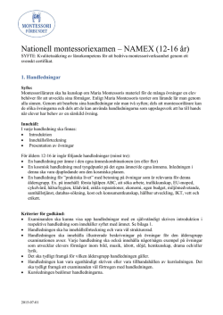 Nationell montessorispecialistexamen - NAMEX (0-3 år)