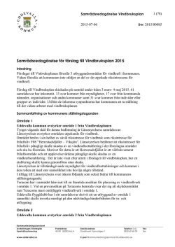Samrådsredogörelse för förslag till Vindbruksplan 2015