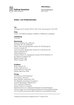 22 oktober - Kalmar kommun