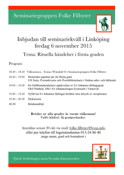 Inbjudan till seminariekväll i Linköping fredag 6 november
