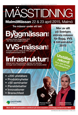 MalmöMässan 22 & 23 april 2015, Malmö Utställar- rekord!