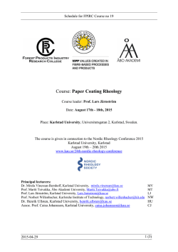 Paper Coating Rheology Course programme 2015