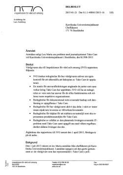 Delbeslut Take Care Karolinska 2015-01-21 (pdf, öppnas i nytt