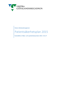 Patientsäkerhetsplan 2015 - Västra Götalandsregionen