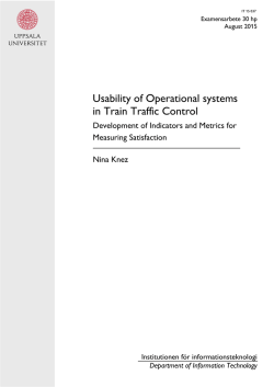 Usability of Operational systems in Train Traffic Control