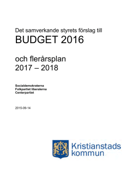 BUDGET 2016 - Kristianstad kommun