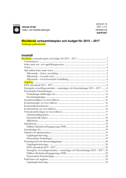 Reviderad verksamhetsplan och budget för 2015