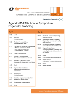 Agenda ITS-EASY Annual Symposium Fagerudd, Enköping