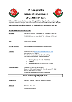 IK Kongahälla Inbjudan Februaricupen 20-21 februari 2016