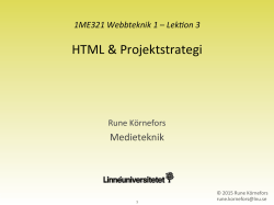 HTML & Projektstrategi